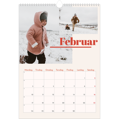 A3 Månedskalender — Kalender 90-talls stil [Februar]