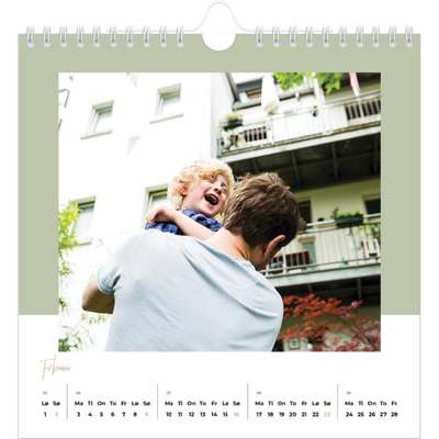 Månedskalender kvadratisk — Kalender i jordfarger [Februar]