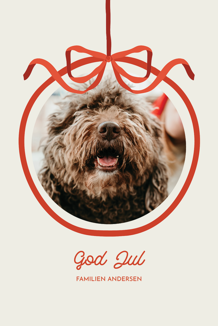 Fotokort — Julekule og sløyfe
