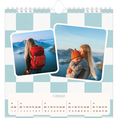 Månedskalender kvadratisk — Retro mønstre [Februar]