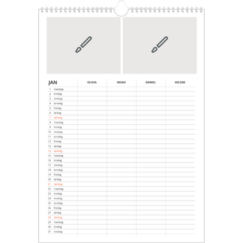 Fotokalender A3 — Design selv - Familie på 4