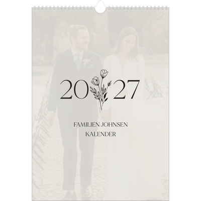 A3 Månedskalender — Initialer i blomst [kalender-forside]