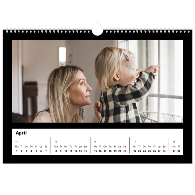 Fotokalender A3 — Svart ramme [April]