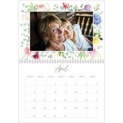 Fotokalender A4 dobbel (30 x 40 cm) — Klassiske blomster [April]