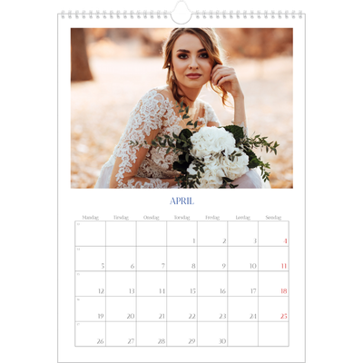 A3 Månedskalender — Klassisk kobolt [April]