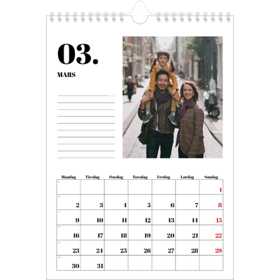 Fotokalender A4 (20 x 30 cm) — Serif og øyeblikk [Mars]