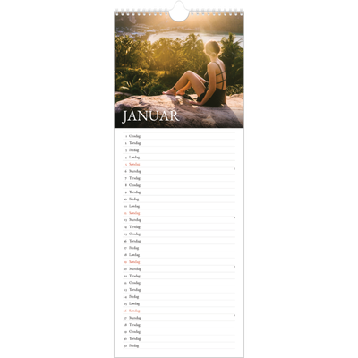 Fotokalender smal  — Enkel serif-font [Januar]
