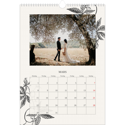 A3 Månedskalender — Blekk & blomst [Mars]