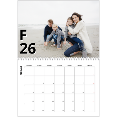 Fotokalender A4 dobbel (30 x 40 cm) — Bokstav og tall [Februar]