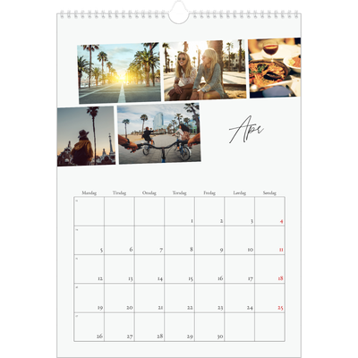 A3 Månedskalender — Byferie (hvit) [April]