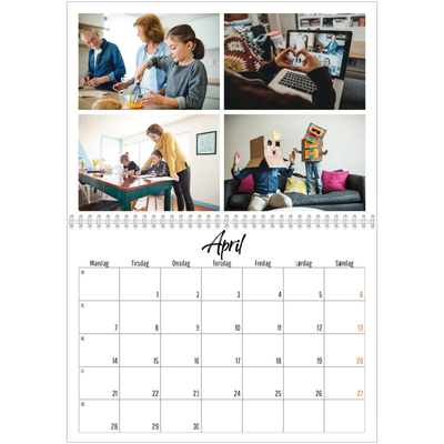 Fotokalender A4 dobbel (30 x 40 cm) — Boken om meg [April]