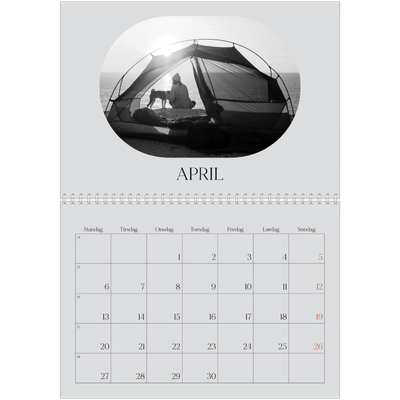 Fotokalender A4 dobbel (30 x 40 cm) — Den åpne veien [April]