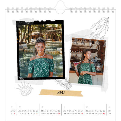 Månedskalender kvadratisk — Scrapbook stil [Mai]