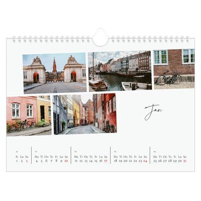 Fotokalender A4 — Byferie (hvit) [Januar]