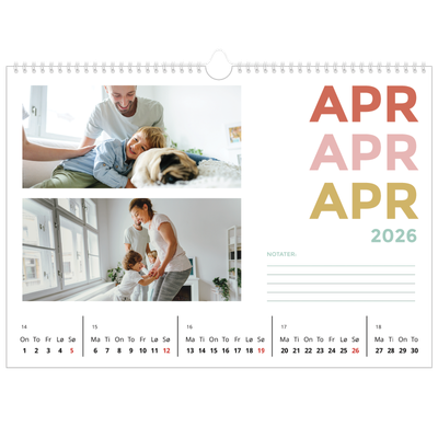 Fotokalender A3 — Fargerike fonter [April]