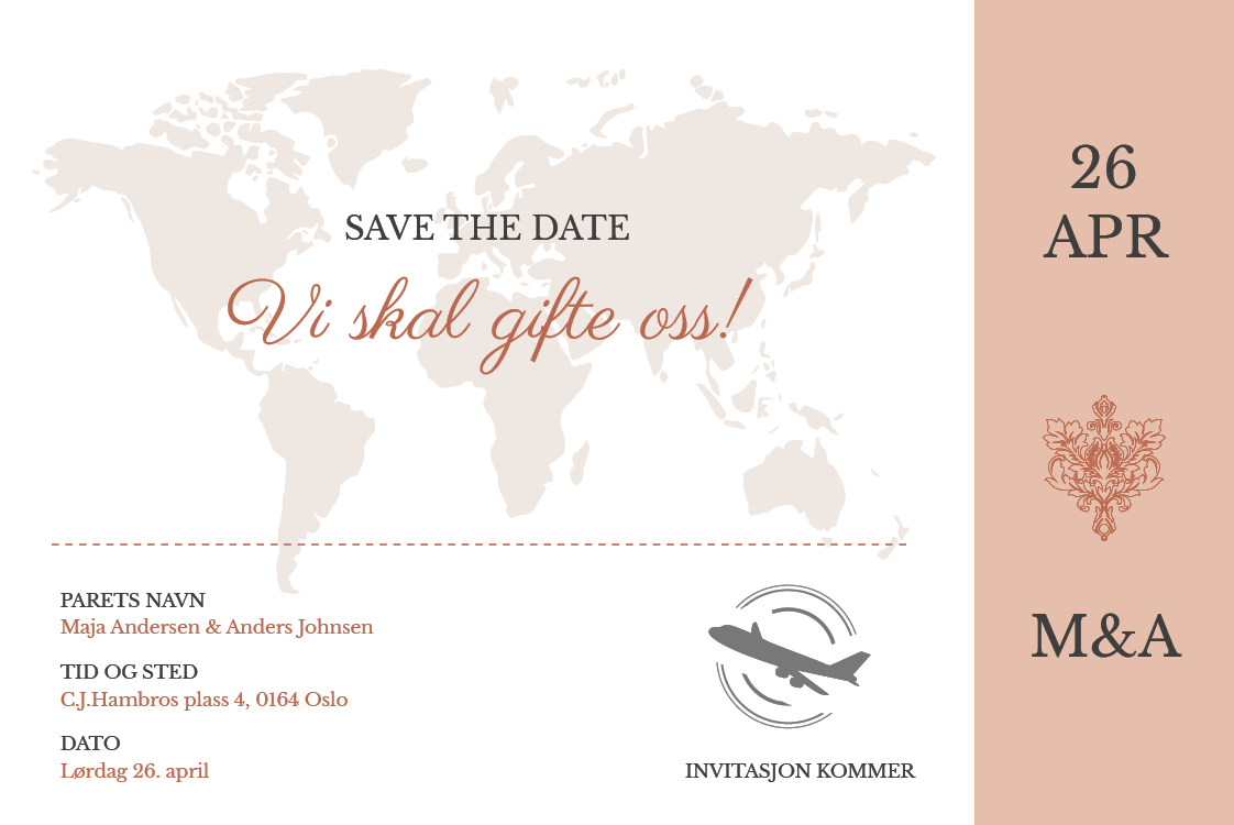 Save the date — Destinasjon for alltid