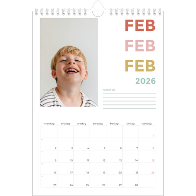 Fotokalender A4 (20 x 30 cm) — Fargerike fonter [Februar]