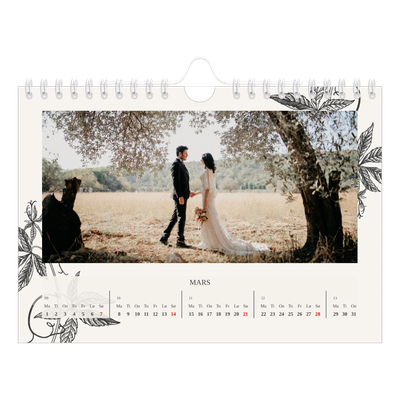 Fotokalender A5 — Blekk & blomst [Mars]