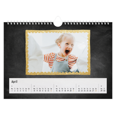Fotokalender A4 — Rammer med glitter [April]