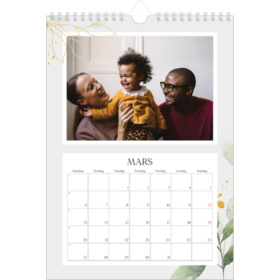 Fotokalender A4 (20 x 30 cm) — Naturlig akvarell [Mars]