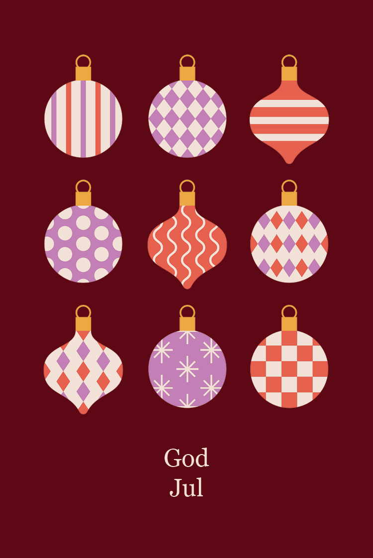 Fotokort — Julekulemønster