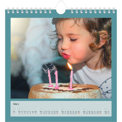 Månedskalender kvadratisk — Stilrene farger [Mars]