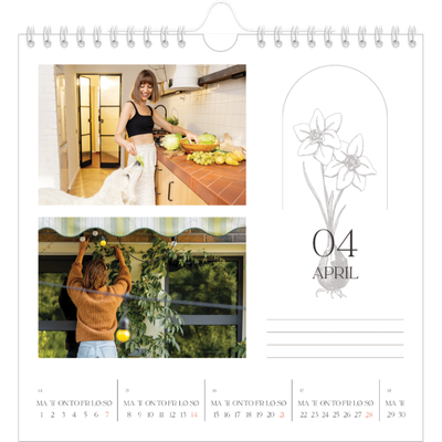 Månedskalender kvadratisk — Enkel botanisk [April]