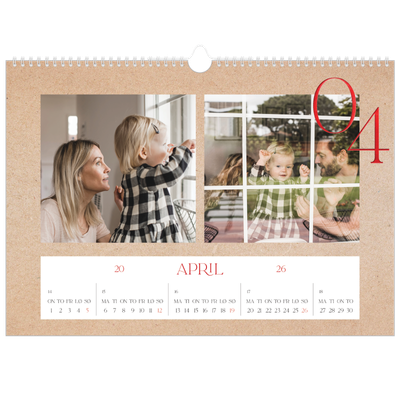 Fotokalender A3 — Røde detaljer [April]