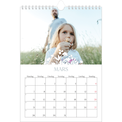 Fotokalender A4 (20 x 30 cm) — Blomstermotiv [Mars]