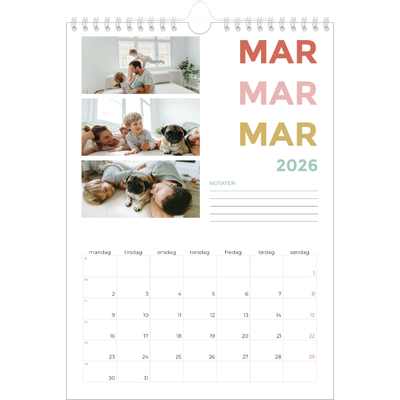Fotokalender A4 (20 x 30 cm) — Fargerike fonter [Mars]