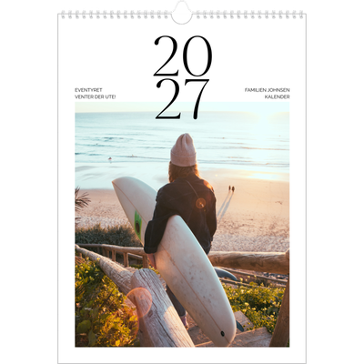 A3 Månedskalender — Surfing i solnedgang [kalender-forside]