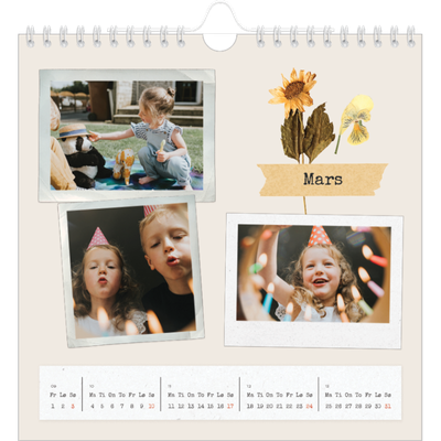 Månedskalender kvadratisk — Vintage scrapbooking [Mars]