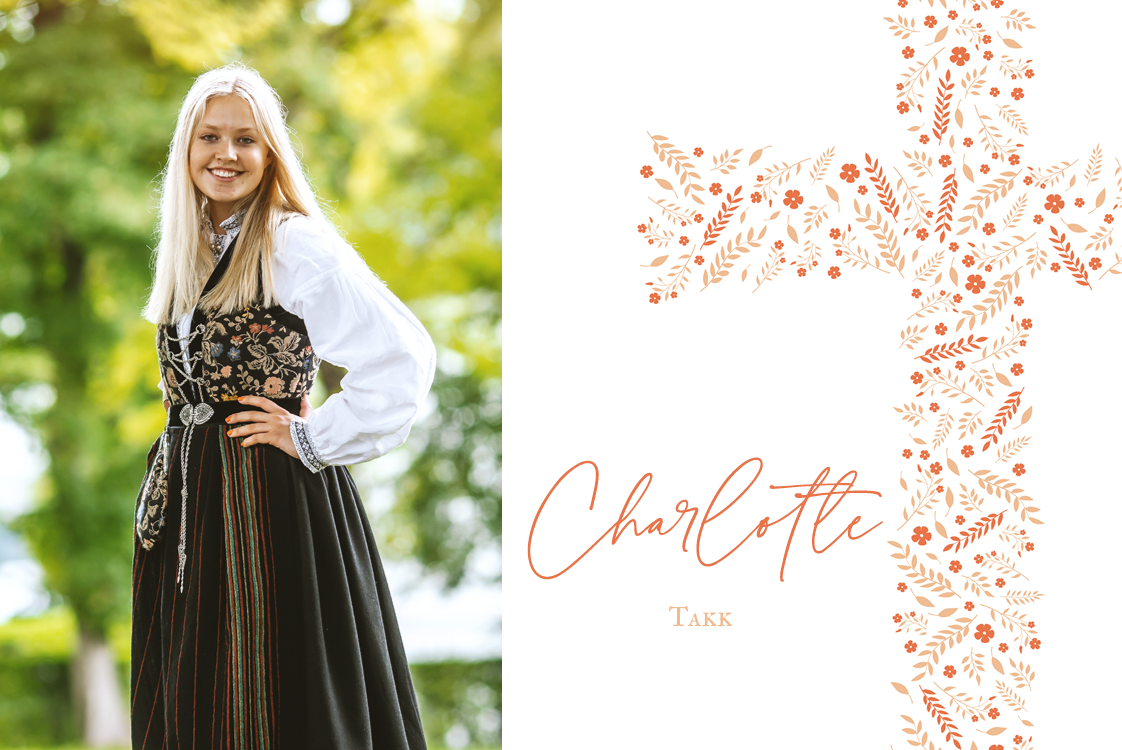 Takkekort — Blomsterkors fersken