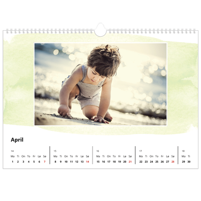 Fotokalender A3 — Vannfarger i bakgrunn [April]