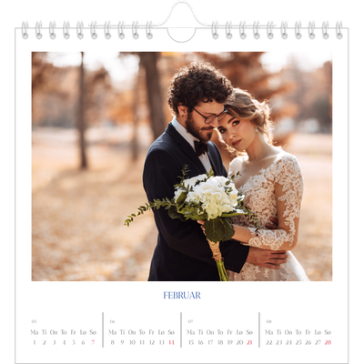 Månedskalender kvadratisk — Klassisk kobolt [Februar]