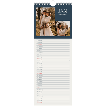 Fotokalender smal (15 x 40 cm) — Skifer & seriffer
