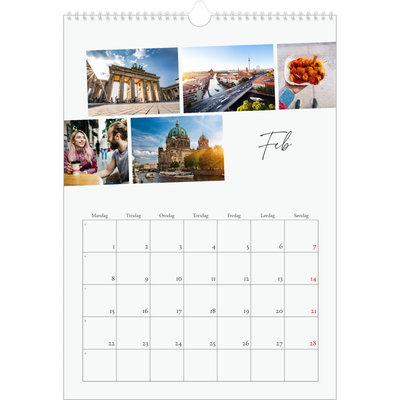 A3 Månedskalender — Byferie (hvit) [Februar]