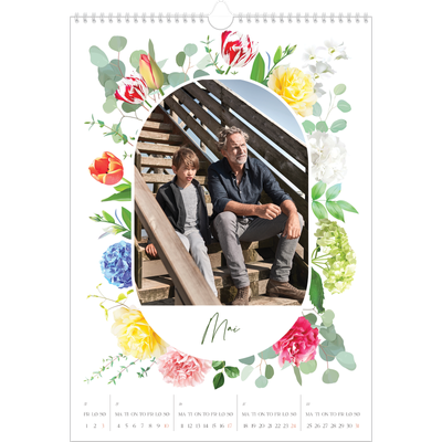 A3 Månedskalender — Klassiske blomster [kalender-forside]