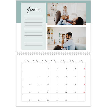 Fotokalender A4 dobbel — Kalender med "To do"-liste