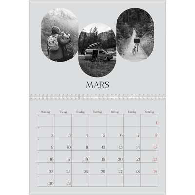 Fotokalender A4 dobbel (30 x 40 cm) — Den åpne veien [Mars]
