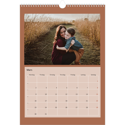 A3 Månedskalender — Kalender i jordtoner [Mars]