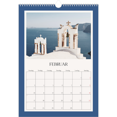 A3 Månedskalender — Klassiske farger [Februar]