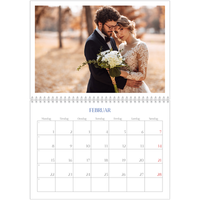 Fotokalender A4 dobbel (30 x 40 cm) — Klassisk kobolt [Februar]