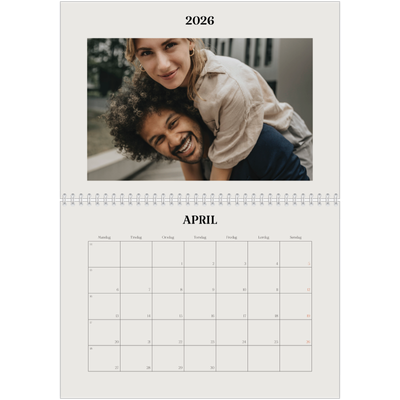 Fotokalender A4 dobbel (30 x 40 cm) — Simpelt og moderne [April]