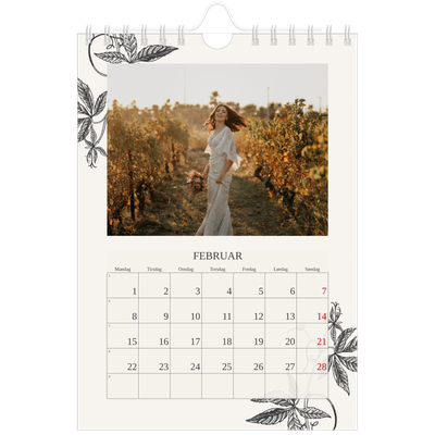 Fotokalender A5 — Blekk & blomst [Februar]