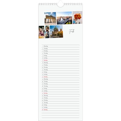 Fotokalender smal  — Byferie (hvit) [Februar]