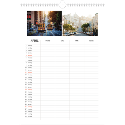 A3 Familieplanleggere — Enkel planlegger - Familie på 4 [April]