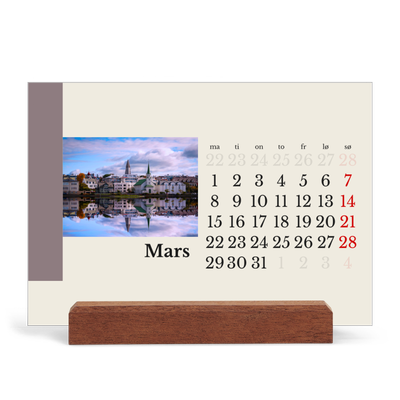 Bordkalender med trestativ - Liggende  — Verdens severdigheter [Mars]