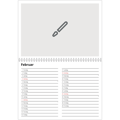 Fotokalender A4 dobbel (30 x 40 cm) — Design selv [Februar]