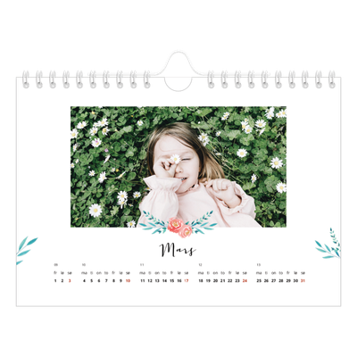 Fotokalender A5 — Blomsterillustrasjoner [Mars]